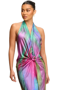 Vestido de fiesta halter violeta
