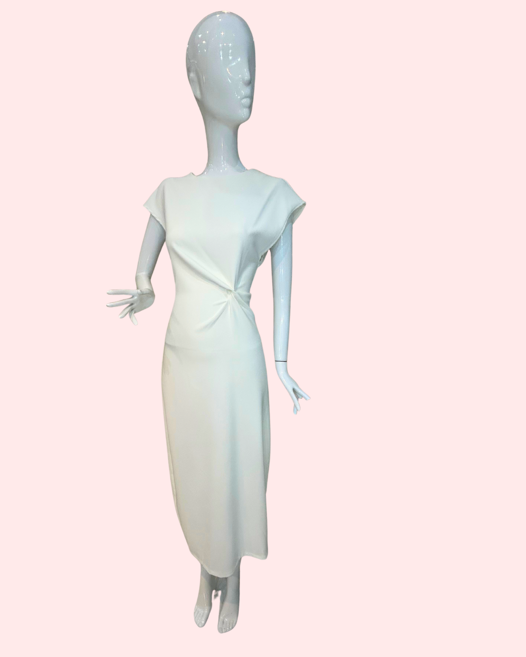 Vestido blanco con escote redondo