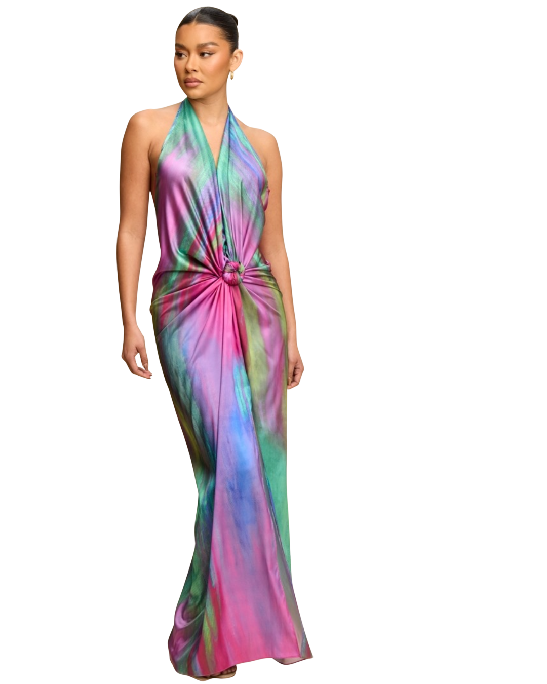 Vestido de fiesta halter violeta