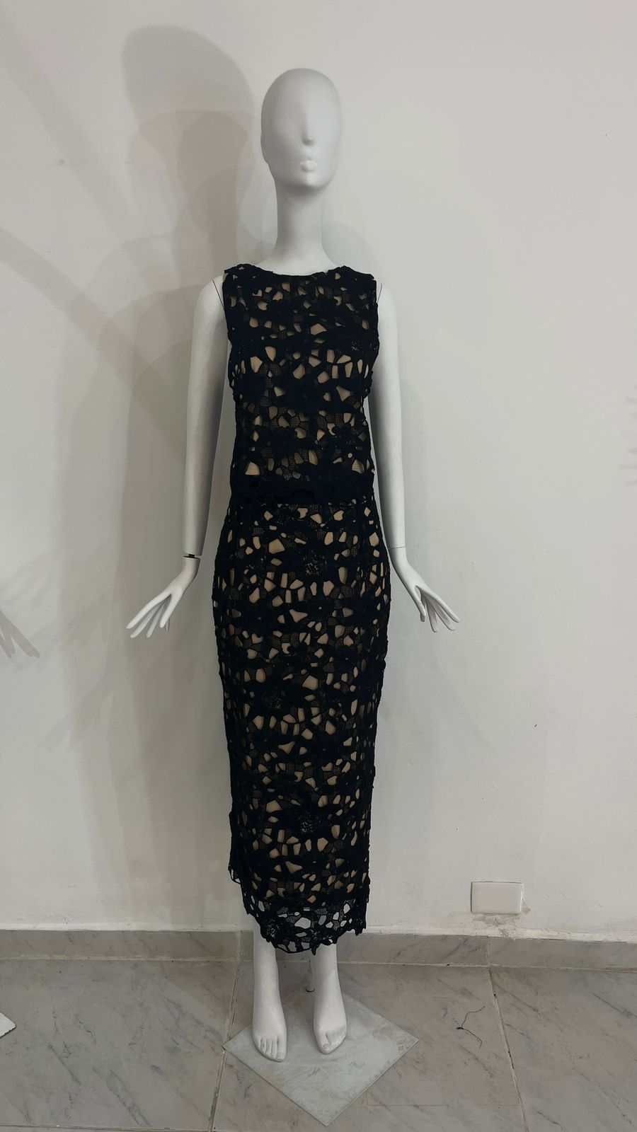Set de Falda y Top Guipiur Negro