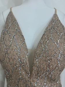 Vestido Nude con Brillos