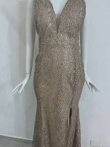 Vestido Nude con Brillos