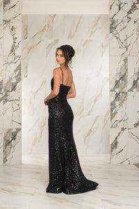 Vestido De Tirantes Negro con Lentejuela