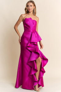 Vestido Magenta Strappless