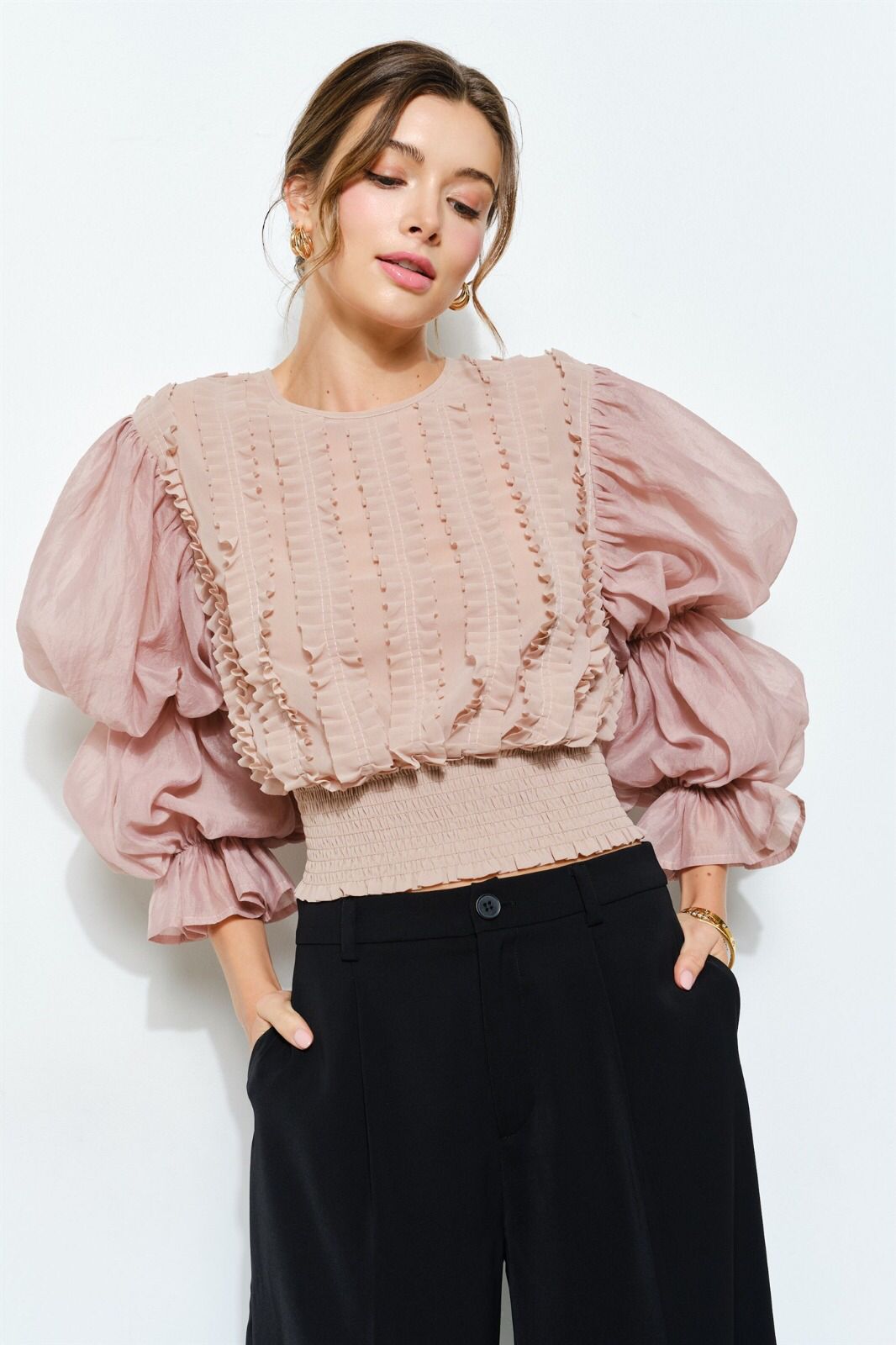 Blusa Manga Larga Rosa