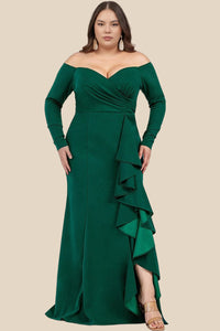 Vestido con Escarola Manga Larga