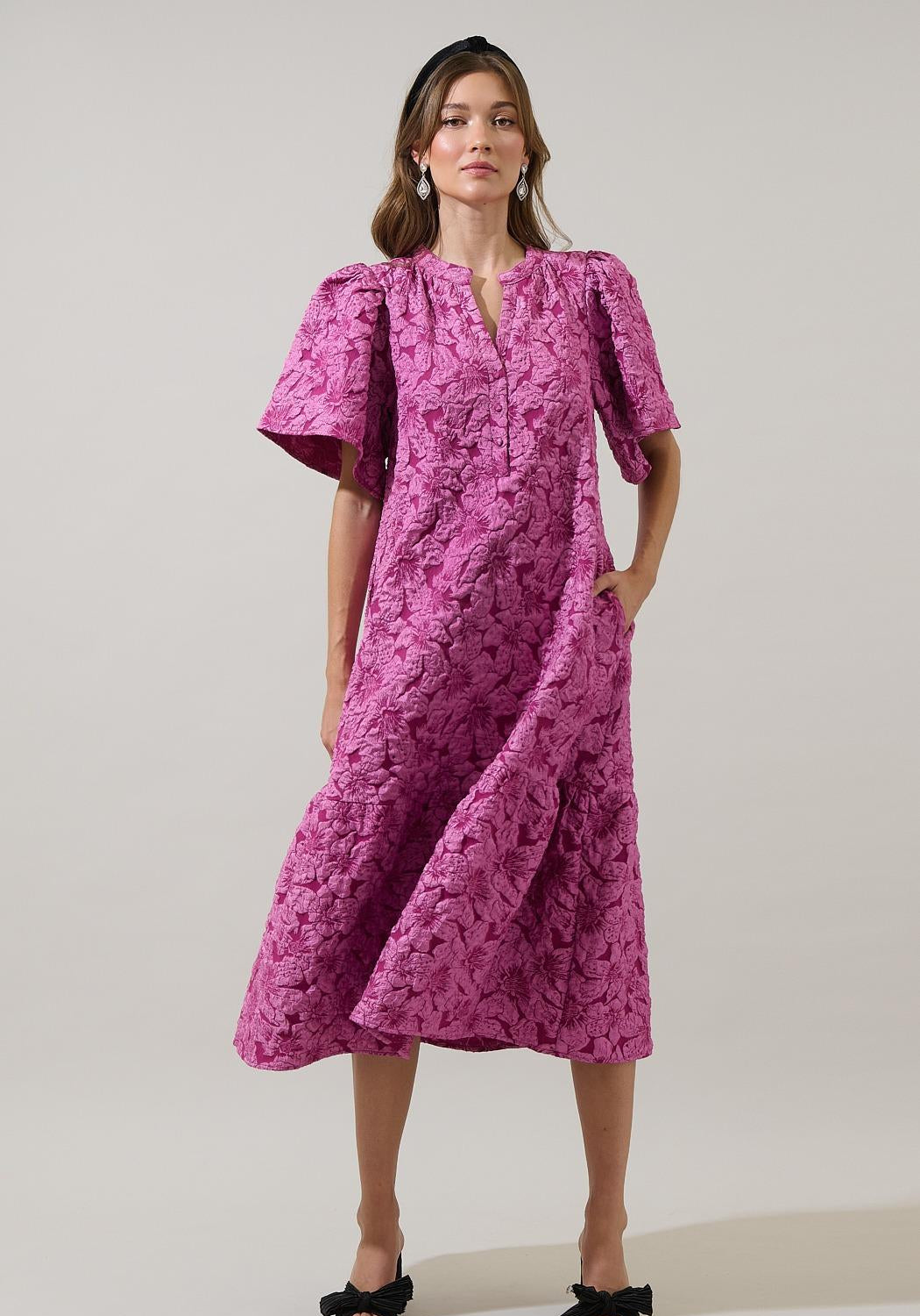 Vestido Midi Globo Brocado