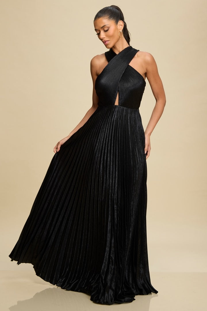 Vestido Negro Plisado